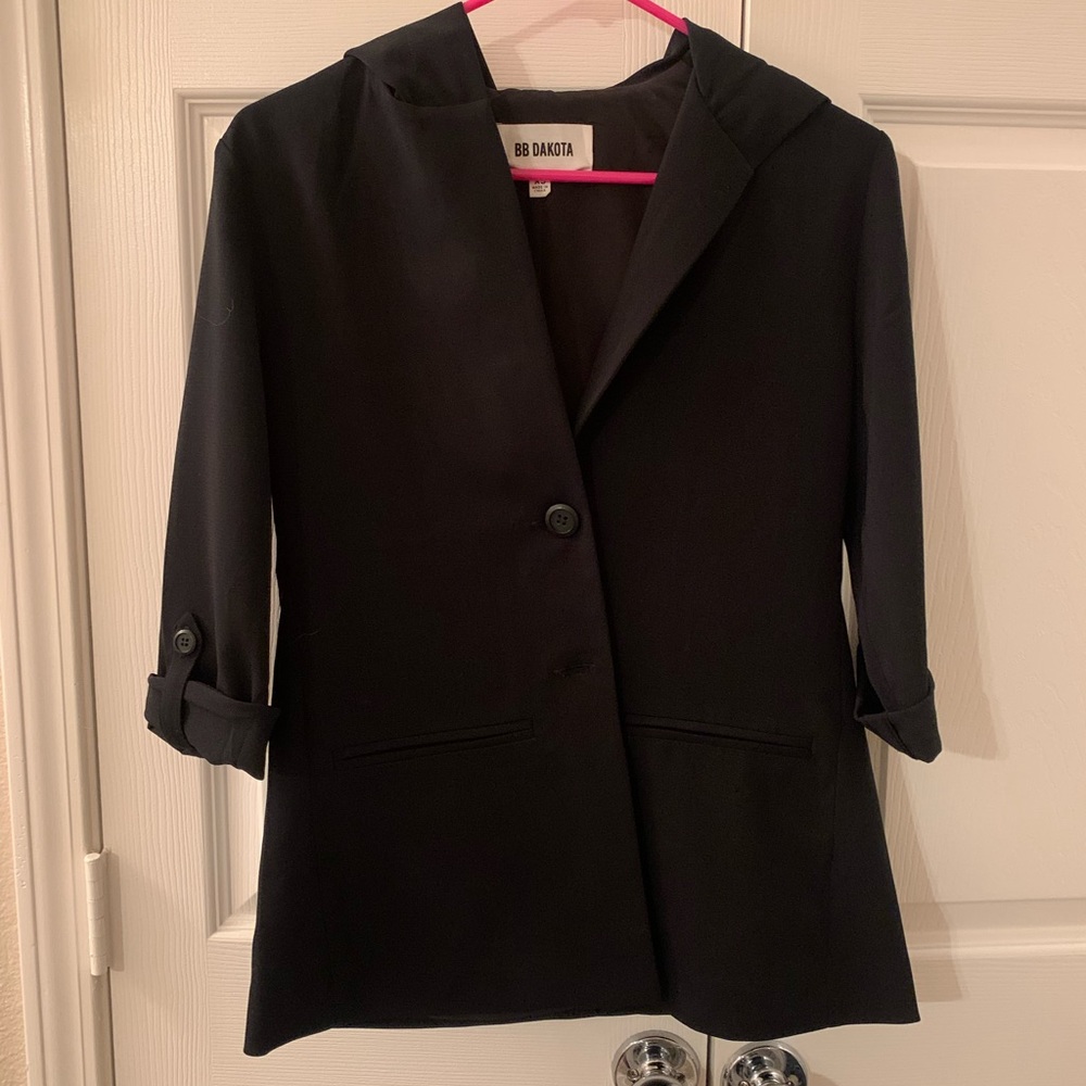 Black hooded blazer never worn.